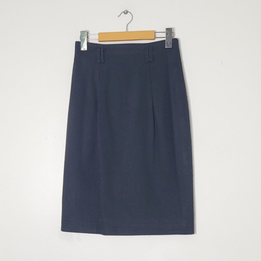 Les Belles Garconnes Vintage Classic Midi Skirt Black Casual Zip Womens Lined - Picture 1 of 15